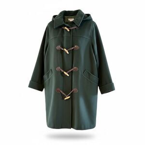 Jessica London Green Wool Blend Duffle Coat Hooded Toggle Closure Women’s 16